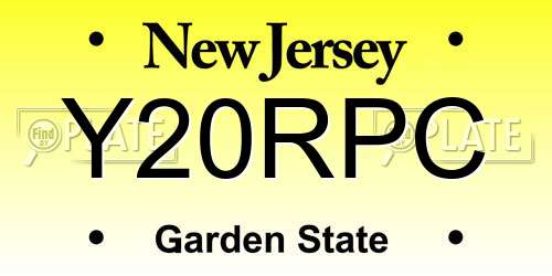 Y20RPC New Jersey License Plate