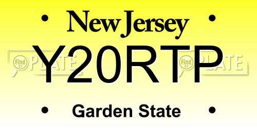 Y20RTP New Jersey License Plate