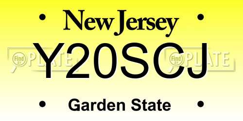 Y20SCJ New Jersey License Plate