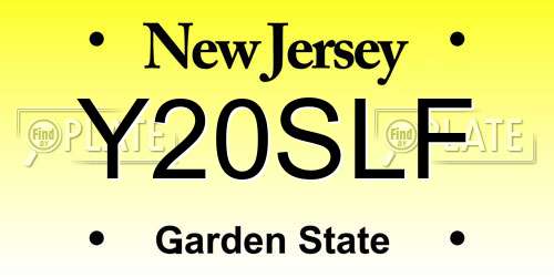 Y20SLF New Jersey License Plate