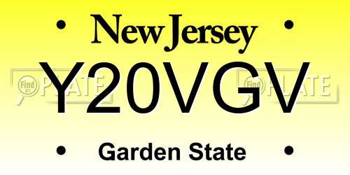 Y20VGV New Jersey License Plate