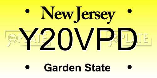 Y20VPD New Jersey License Plate