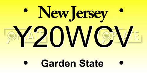 Y20WCV New Jersey License Plate