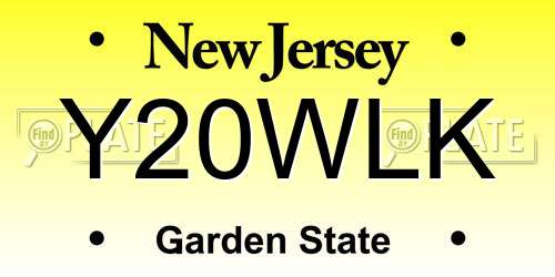 Y20WLK New Jersey License Plate