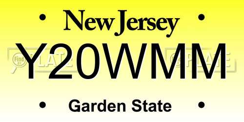 Y20WMM New Jersey License Plate
