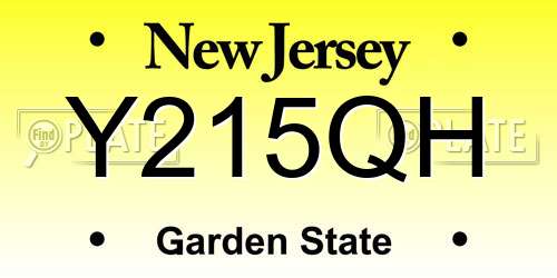 Y215QH New Jersey License Plate