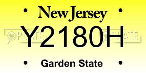 Y2180H New Jersey License Plate
