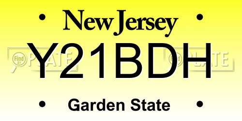 Y21BDH New Jersey License Plate