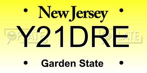 Y21DRE New Jersey License Plate