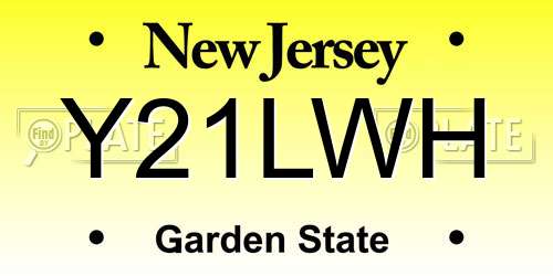 Y21LWH New Jersey License Plate