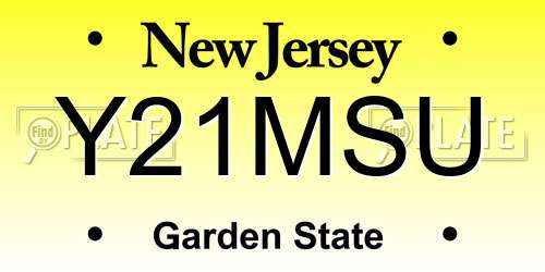 Y21MSU New Jersey License Plate