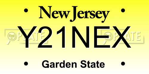 Y21NEX New Jersey License Plate