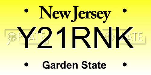 Y21RNK New Jersey License Plate