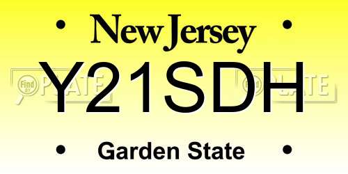 Y21SDH New Jersey License Plate