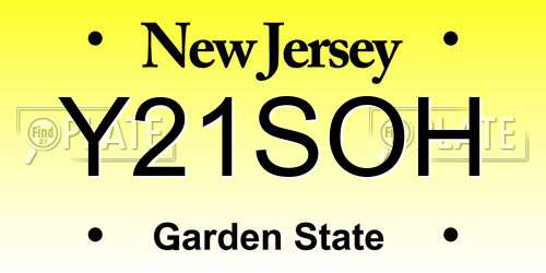 Y21SOH New Jersey License Plate