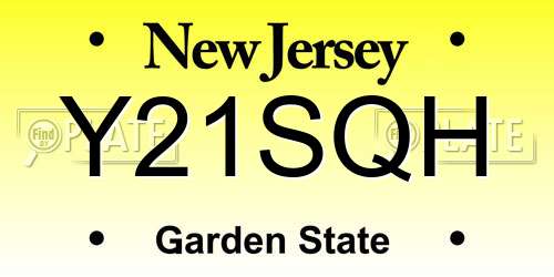 Y21SQH New Jersey License Plate