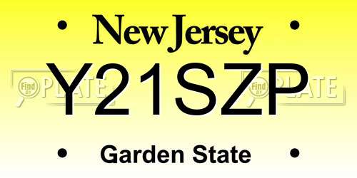 Y21SZP New Jersey License Plate