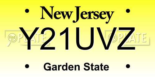 Y21UVZ New Jersey License Plate