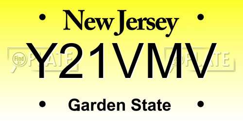 Y21VMV New Jersey License Plate