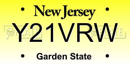 Y21VRW New Jersey License Plate