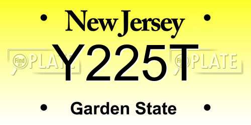 Y225T New Jersey License Plate