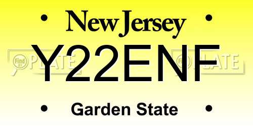 Y22ENF New Jersey License Plate