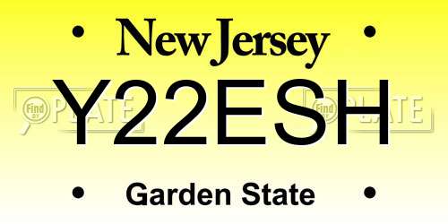 Y22ESH New Jersey License Plate