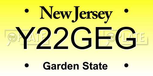 Y22GEG New Jersey License Plate
