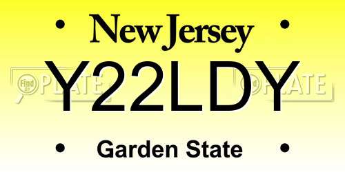 Y22LDY New Jersey License Plate