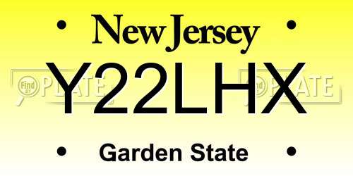 Y22LHX New Jersey License Plate