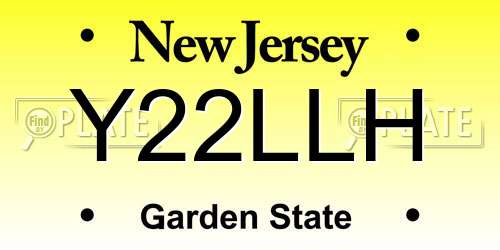 Y22LLH New Jersey License Plate