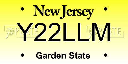Y22LLM New Jersey License Plate