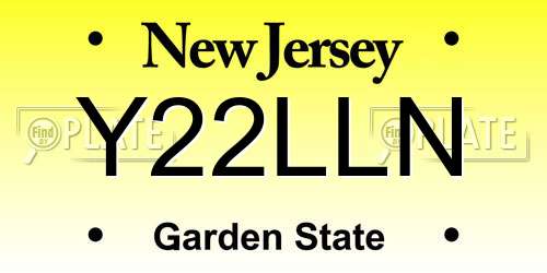 Y22LLN New Jersey License Plate