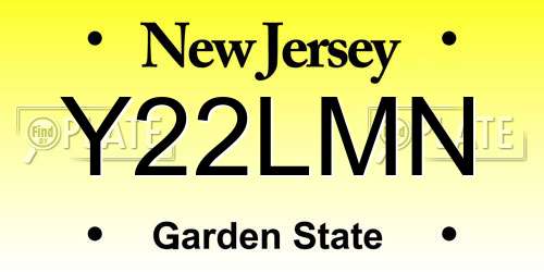 Y22LMN New Jersey License Plate