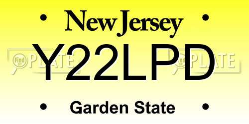 Y22LPD New Jersey License Plate