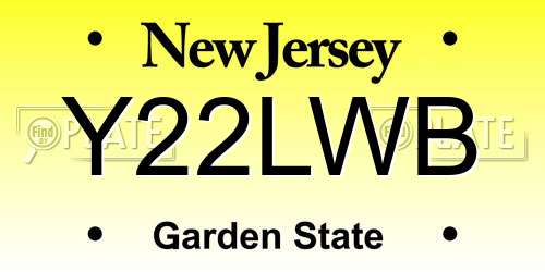 Y22LWB New Jersey License Plate