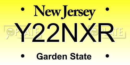 Y22NXR New Jersey License Plate
