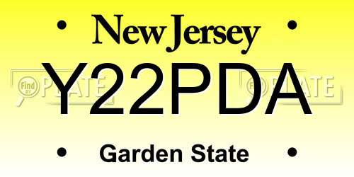 Y22PDA New Jersey License Plate