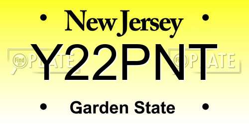 Y22PNT New Jersey License Plate