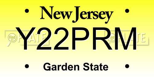 Y22PRM New Jersey License Plate