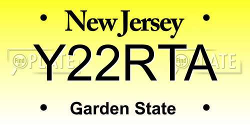 Y22RTA New Jersey License Plate