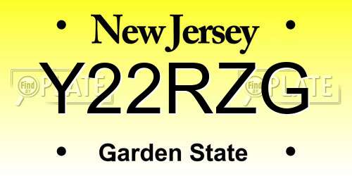 Y22RZG New Jersey License Plate