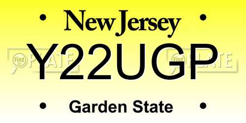 Y22UGP New Jersey License Plate