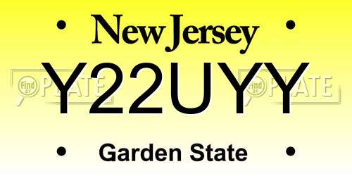 Y22UYY New Jersey License Plate