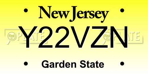 Y22VZN New Jersey License Plate