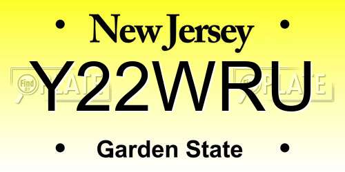 Y22WRU New Jersey License Plate