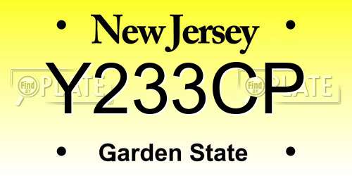 Y233CP New Jersey License Plate
