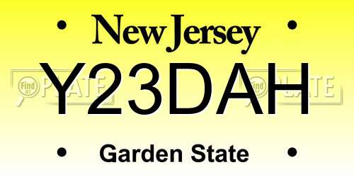 Y23DAH New Jersey License Plate