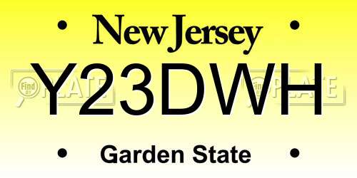 Y23DWH New Jersey License Plate