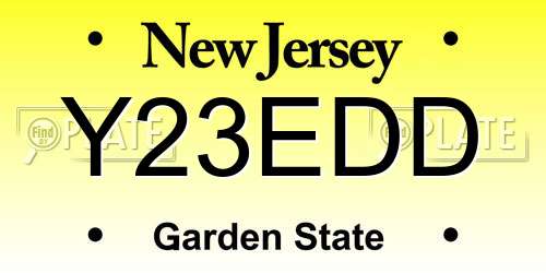 Y23EDD New Jersey License Plate